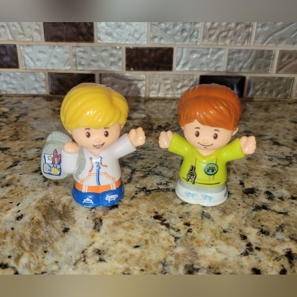 EUC 2 Fisher Price Little People Emily- Bus Driver & Boy Passenger